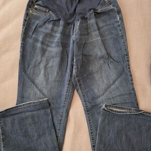 Indigo Blue Women's Straight Leg Maternity Jeans in Dark Blue